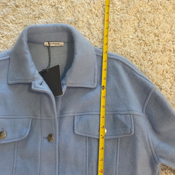 Zara Trafaluc Button Down Collared Long Sleeve Jacket. Blue. Medium - Picture 12 of 12